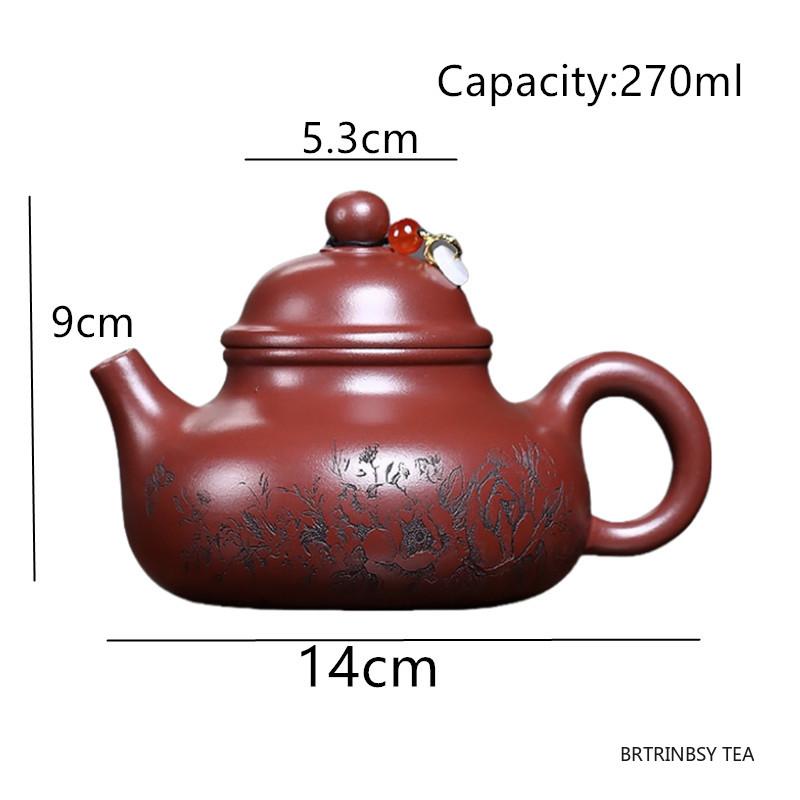 270ml Chinese Yixing Purple Clay Teapot Tradition Handmade Flowers Tea Pot Household Beauty Tea Infuser Kettle Zisha Teaware