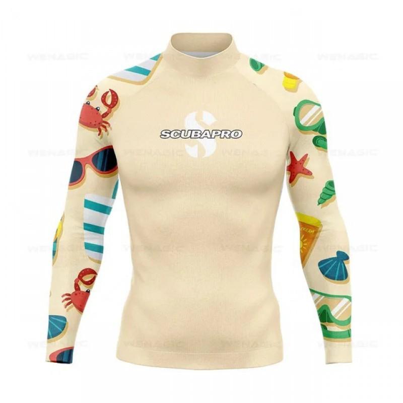 SCUBA Surfing Suit UPF50 Sunscreen Beach Swimsuit Diving Jellyfish Long-sleeved Split Top