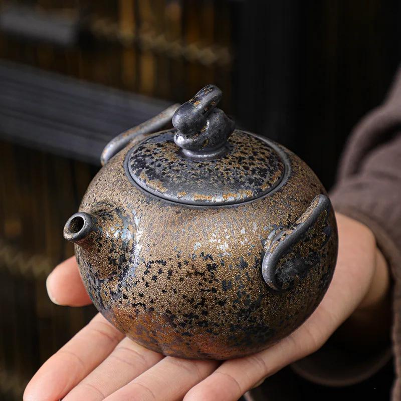 Rust Glazed Teapot Kung Fu Teaware Infusers Ceramic Teapot Single Pot Home Tea Making Utensils Teapots Tea Making Tools Tea Art