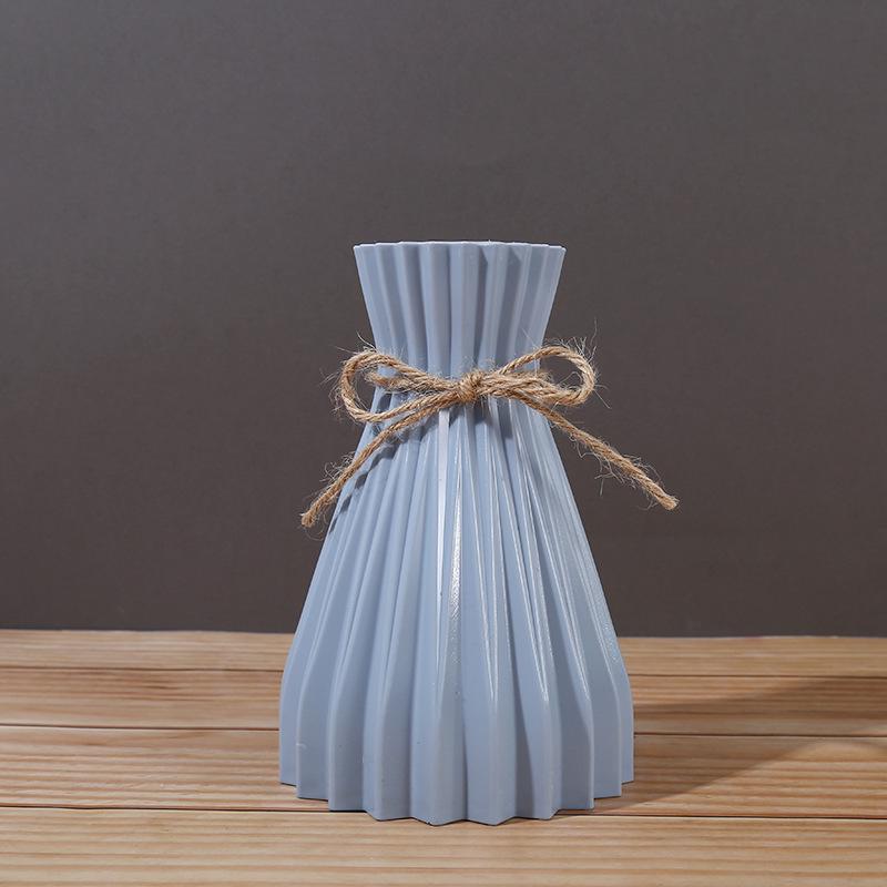 Minimalist Cinched Waist Origami Vase with Hemp Rope Accent for Artificial Flowers