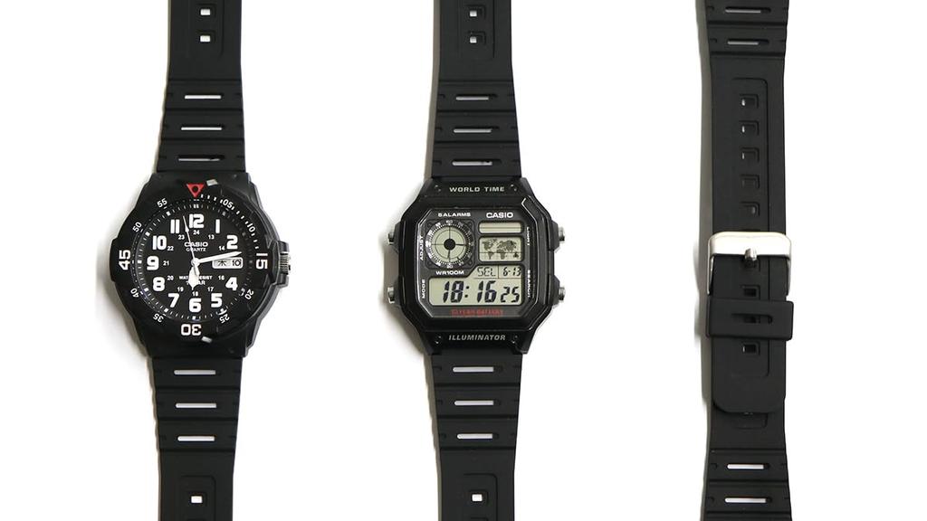 Casio AQS810W S800W SGW 300H 400H AE 1000 1300 1200 atd. Kompatibilní náhradní řemínek 18mm Guma [SOUBI] W-218 ca-023 (Černá)
