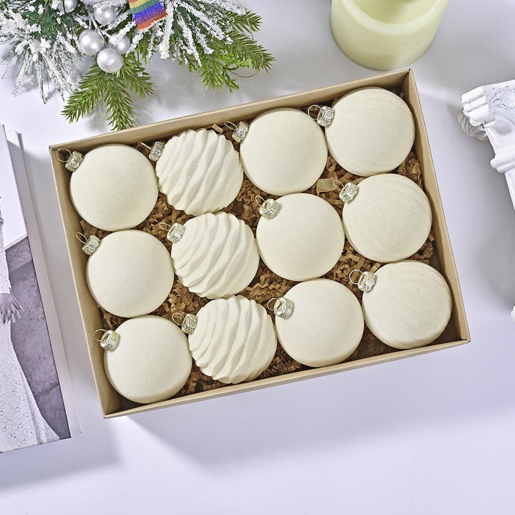 6CM Flocked Christmas Ball Christmas Tree Pendant Wine Red Dark Green Christmas Flocked Ball Christmas Decorations