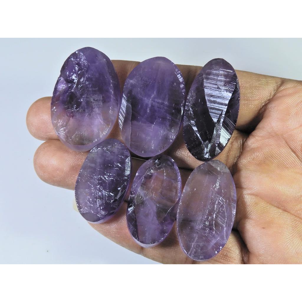 293Cts.Natural Amethyst Druzy Oval Cabochon Loose Gemstone 06Pcs Lot 29-37MM C-1254