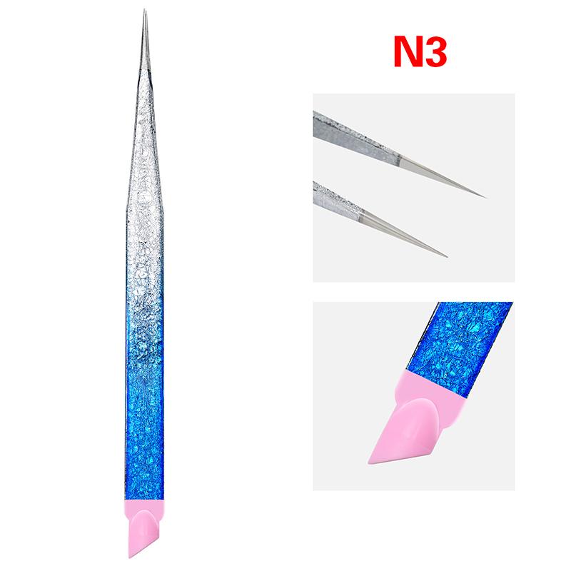 Double-Ended Eyelashes Extension Tweezers Makeup Tools Nail Art Tweezers With Silicone Pressing Head Nail Stickers Pick Up Clip
