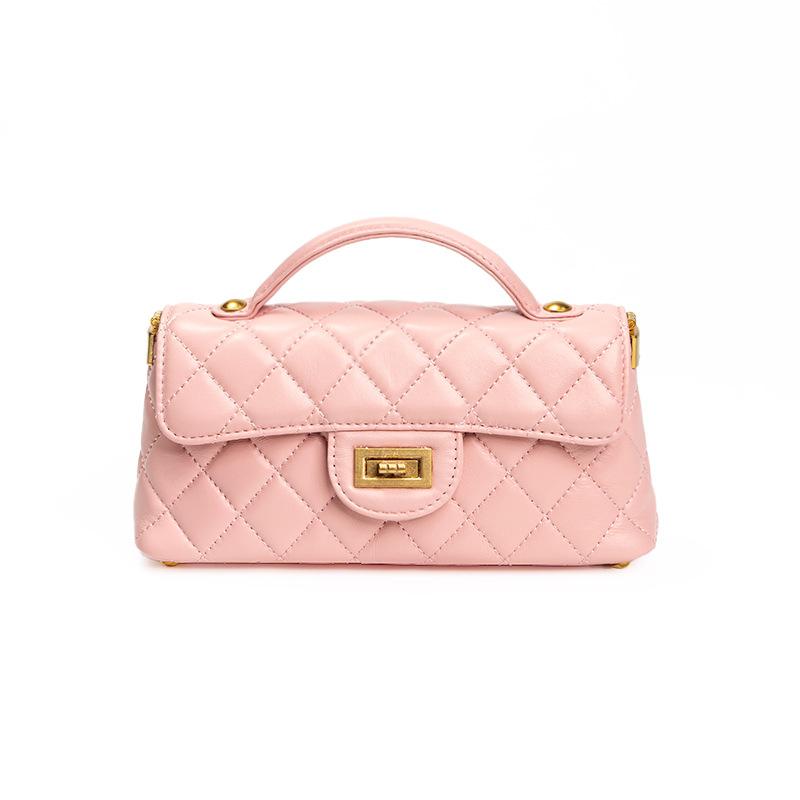 Lingge Embroidered Thread Small Bag Women's Bag New Handheld Small Square Bag Western Style Small Fragrant Wind Chain Single Shoulder Crossbody Bag