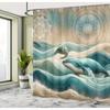 1pc Bohemian Mandala Marine Life Shower Curtain, High Quality Polyester Fiber, with Whales and Turtles for Bathroom Decoration