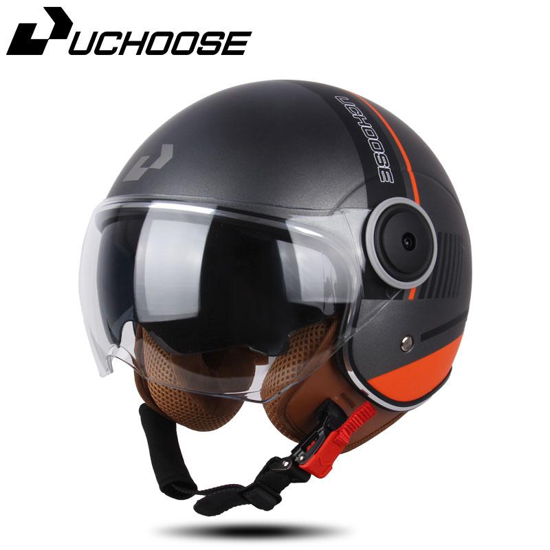 UCHOOSE 3/4 Open Face Motorcycle Helmets With For Men Women Vintage Moto Bike Cascos Scooter Protective Helmets