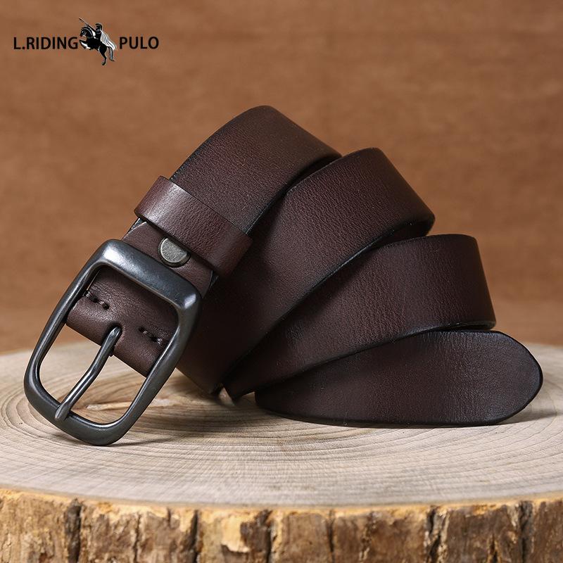 Men's Top Layer Pure Cowhide Belt Genuine Leather Pin Buckle Retro Fashion Trend Jeans Belt