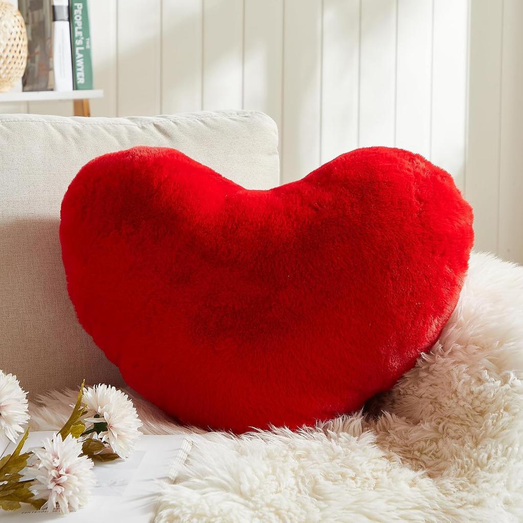 Herz-Kissen für den Valentinstag Rote herzförmige Kissen Ultraweich Klein Niedlich Flauschige Kissen Liebe Dekokissen Geschenke Frauen Mädchen Wohnzimmer