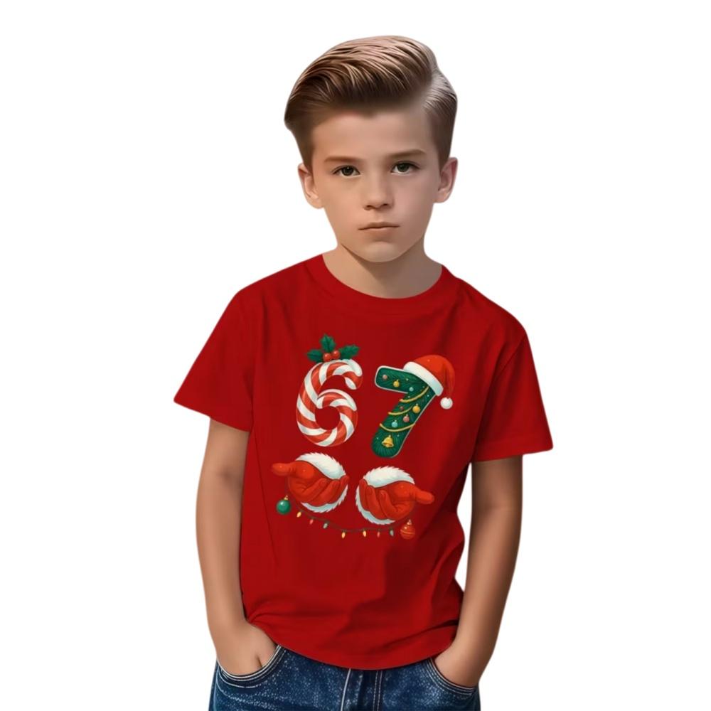 Fun Six Seven 6 7 Meme Design T-Shirt for Kids Chaotic Humor Y2k Game Saying Tees Christmas Gift Top Fashion Children's Clothing