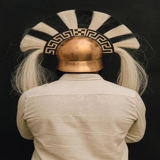 Ancient Greek Corinthian Helmet Handmade Copper Finish Warrior Armor for LARP, Cosplay Collectors Gift