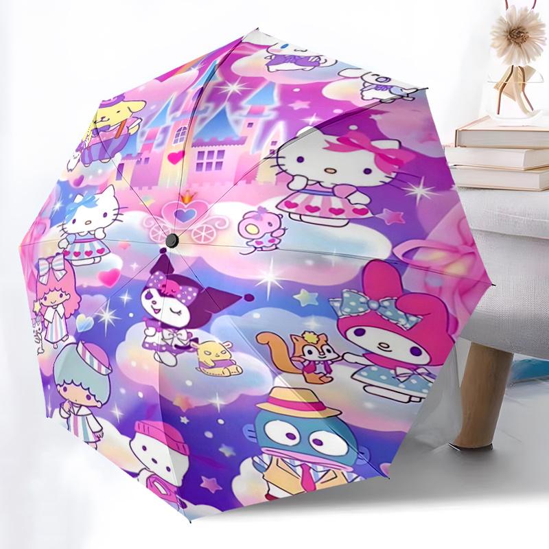 1pc Hello Kitty & Friends Automatic Opening Folding Umbrella - 8 Rib Iron Frame Outdoor, Perfect Gift for Fans, Travelers, Everyday Use, Festive Prese