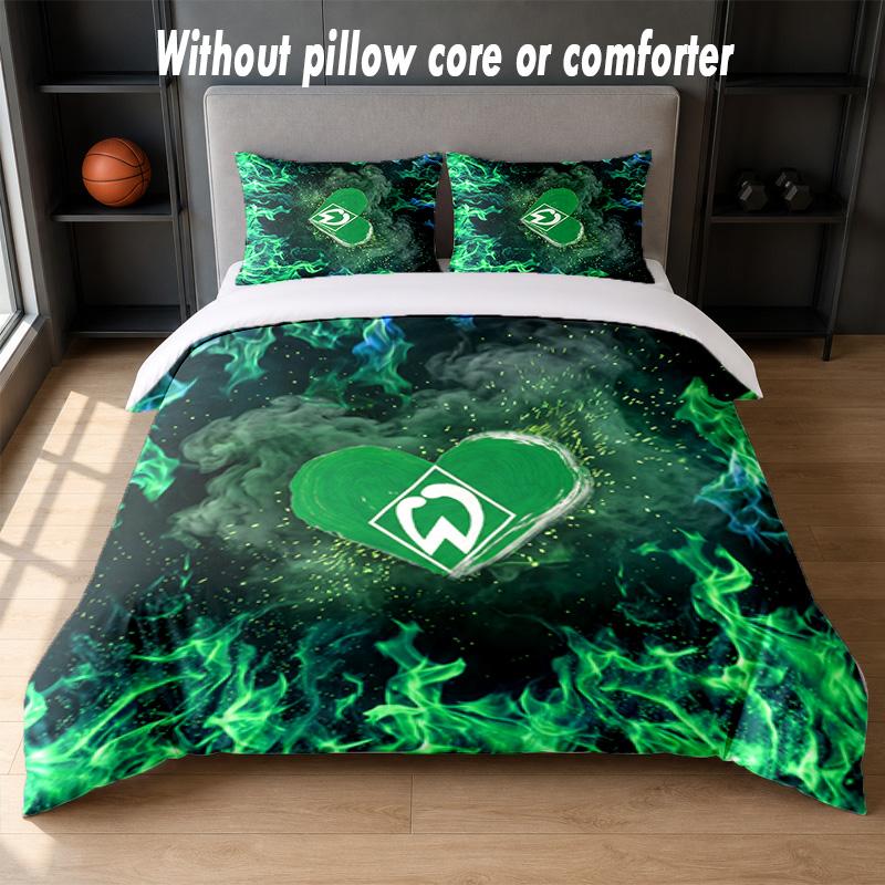 Werder Bremen Football Design Bed Bedding Set 1 Duvet Cover + 2 Pillowcases Soft Breathable Household Bed Linens
