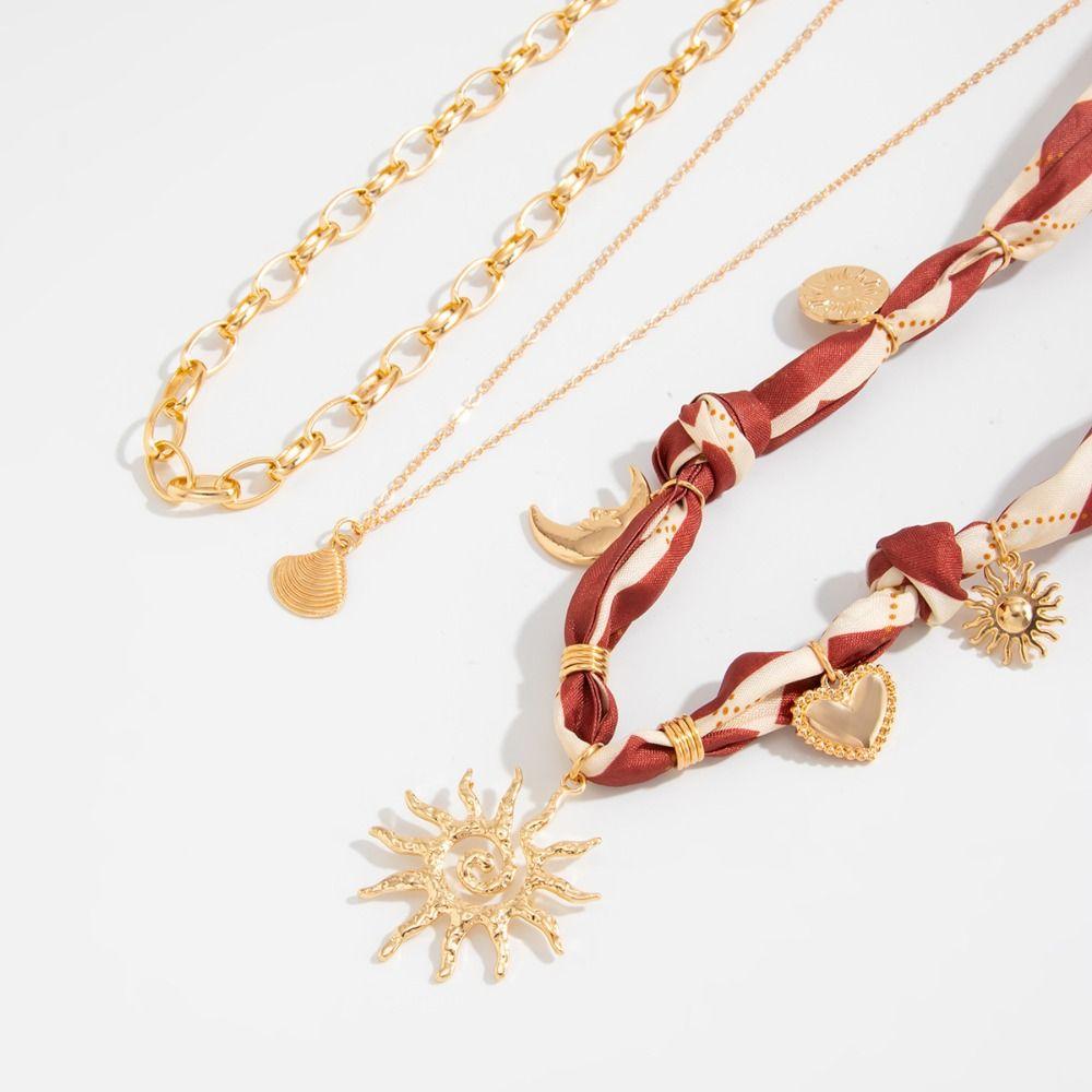 Seashell Scarf Necklace Sea Star Beads Chain Choker Fashion Bohemian Style Necklace  Vacation