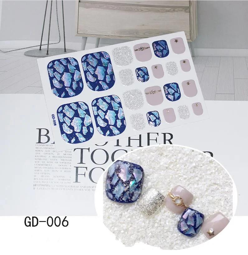 22 Tips Summer Hot Stamping Laser New Manicure Sticker Foot Nail Sticker