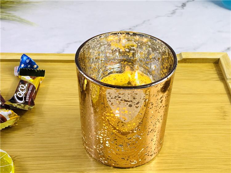 Electroplating Glass Candle Holder Custom Glass Candle Holders Rose Gold Electroplated Glass Candle Holders