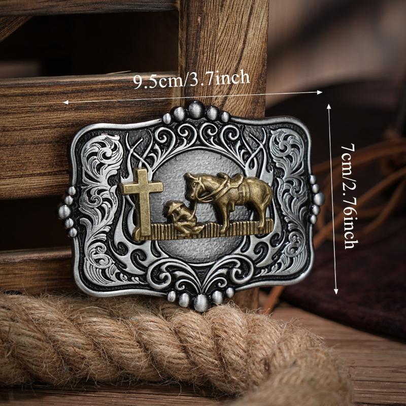 Western Belt Buckle Initial Vintage-Cowboy Rodeo Silver Large Belt Buckle For Men Women