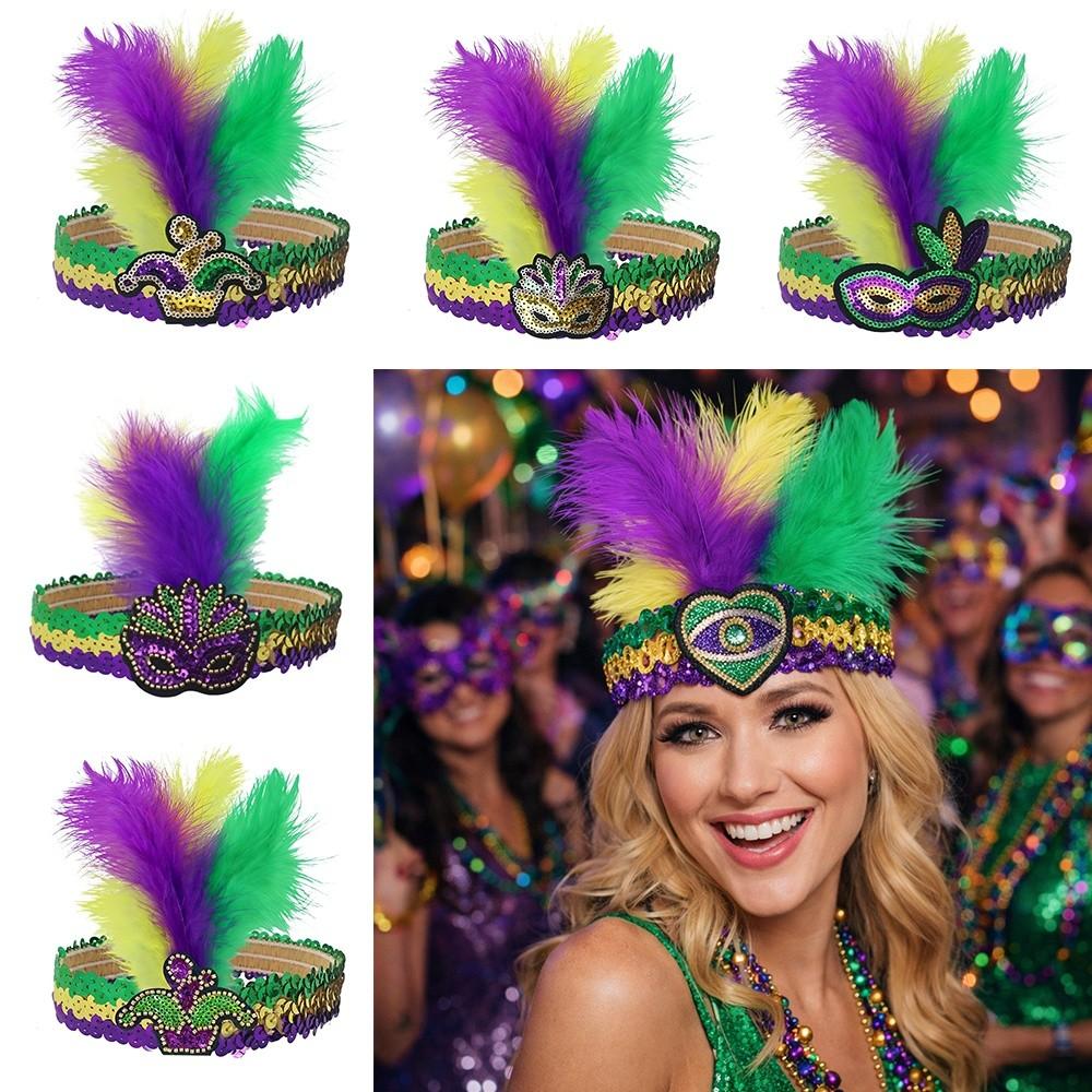 Stage Performance Feather Headband Colorful Feather Headdress Feather Headpiece Carnival Events