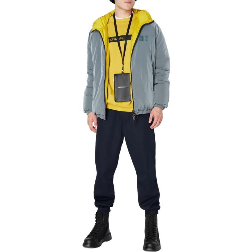 Armani Exchange AE Logo Printed Casual Hooded Cotton Jacket Men jackets Multicolor 6RZB43-ZNXXZ-29BE