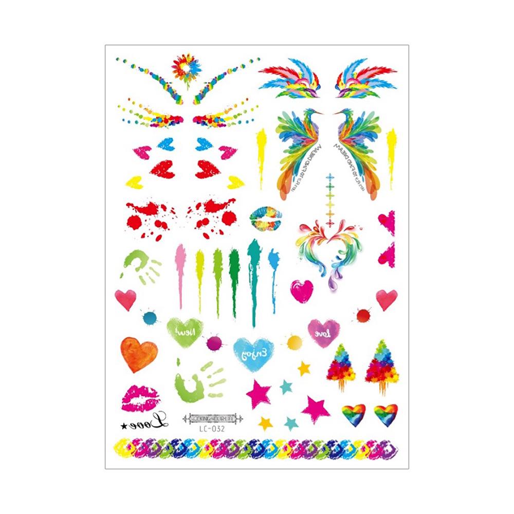 Proud Day Waterproof Rainbow Sports & Camouflage Tattoo Stickers for Arm and Face
