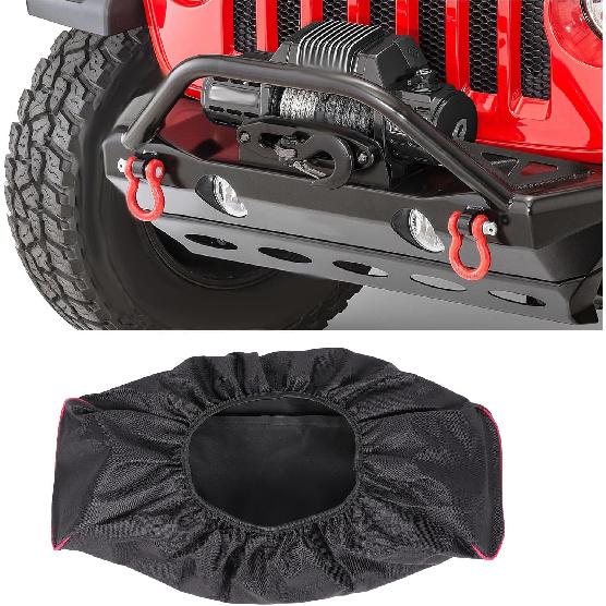 Winch Cover, Oxford Cloth Winch Cover Elastic Design Winch Cloth for 8,500-17,500 Lbs Winch Indoor Outdoor Use, 22.4x6.3in