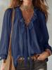 Streetwear Style Ladies V Neck Shirt With Splicing Design For Casual Wear