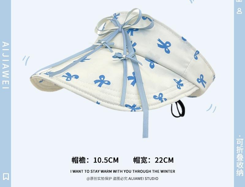 2025 Small Fresh and Sweet Bow Empty Top Hat Spring and Summer UV Protection Versatile Sunshade Sun Protection Cap