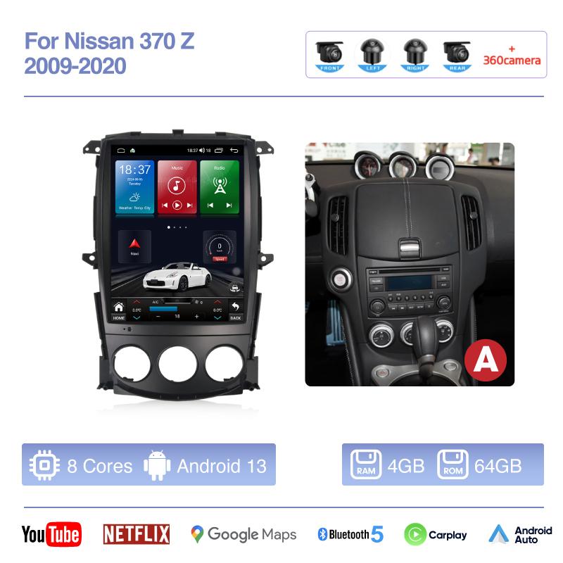 10.4inch Car Radio Multimedia Video Player For Nissan 370 Z 2009-2020 GPS Navigation Android13 Auto Carplay 4G Wifi 360Camera