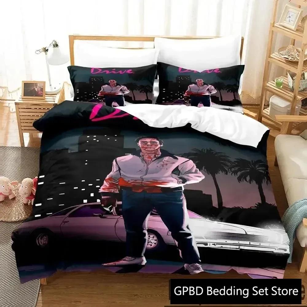 3D Print Drive Ryan Gosling Comfortable Duvet Quilt Cover Pillowcase Bedding Set Children Bedroom Decoration Home Textile