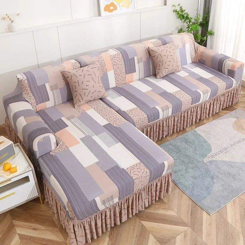 Double Daybed Large Skirt Sofa Cushion Four Seasons All Inclusive Sofa Cover Simple Elastic Luxury Sofa Protective Cover