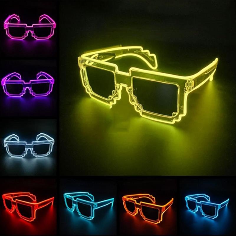 New Design Cool Glowing Mosaic EL Glasses Highly Eye-catching Wireless Eyewear NightClub Props Light up Accessories Neon party