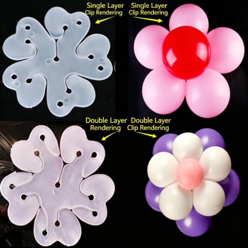 10Pcs Flower Shape Balloon Clips for Balloon Arch Plastic Balloon Connector for Birthday Wedding Valentine's Day Party Decor