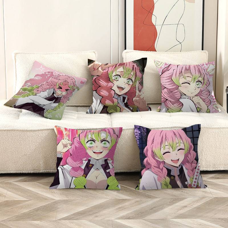 Anime Character Mitsuri Kanroji Pillow Cushion Cover Pillowcase Living Room Sofa Home Decor Customized