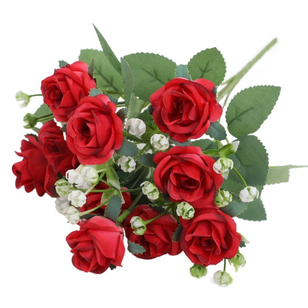 DIY Artificial Rose Bouquet 10 Heads Artificial Camellia Peony Flowers  Home Decor