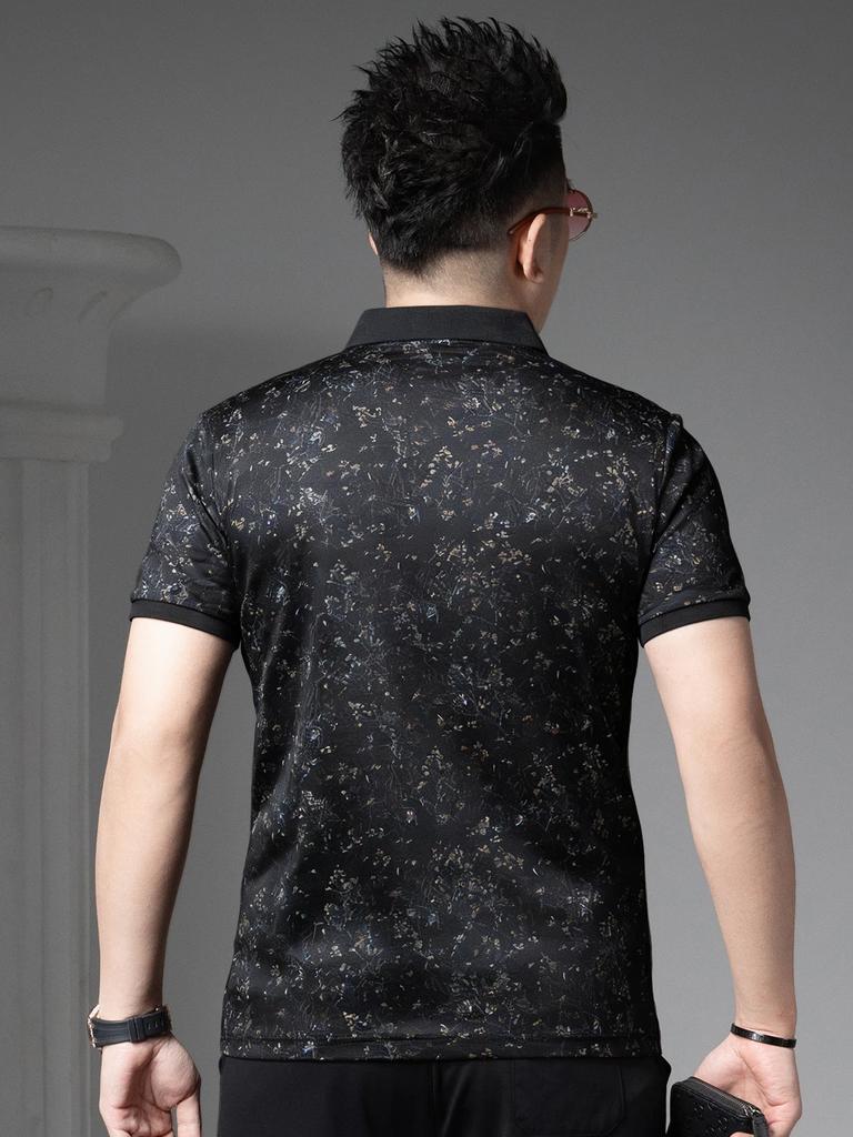 European-Style Floral Men's Short-Sleeve Polo Shirt 2026 New Summer Turn-Down Collar T-Shirt Trendy Casual Half-Sleeve Top for Men