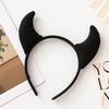 Yousheng Devil Horn Decor Headband Plush Fabric Handmade Lightweight Elastic Design Hair Hoop Cosplay Parties Halloween Accessories