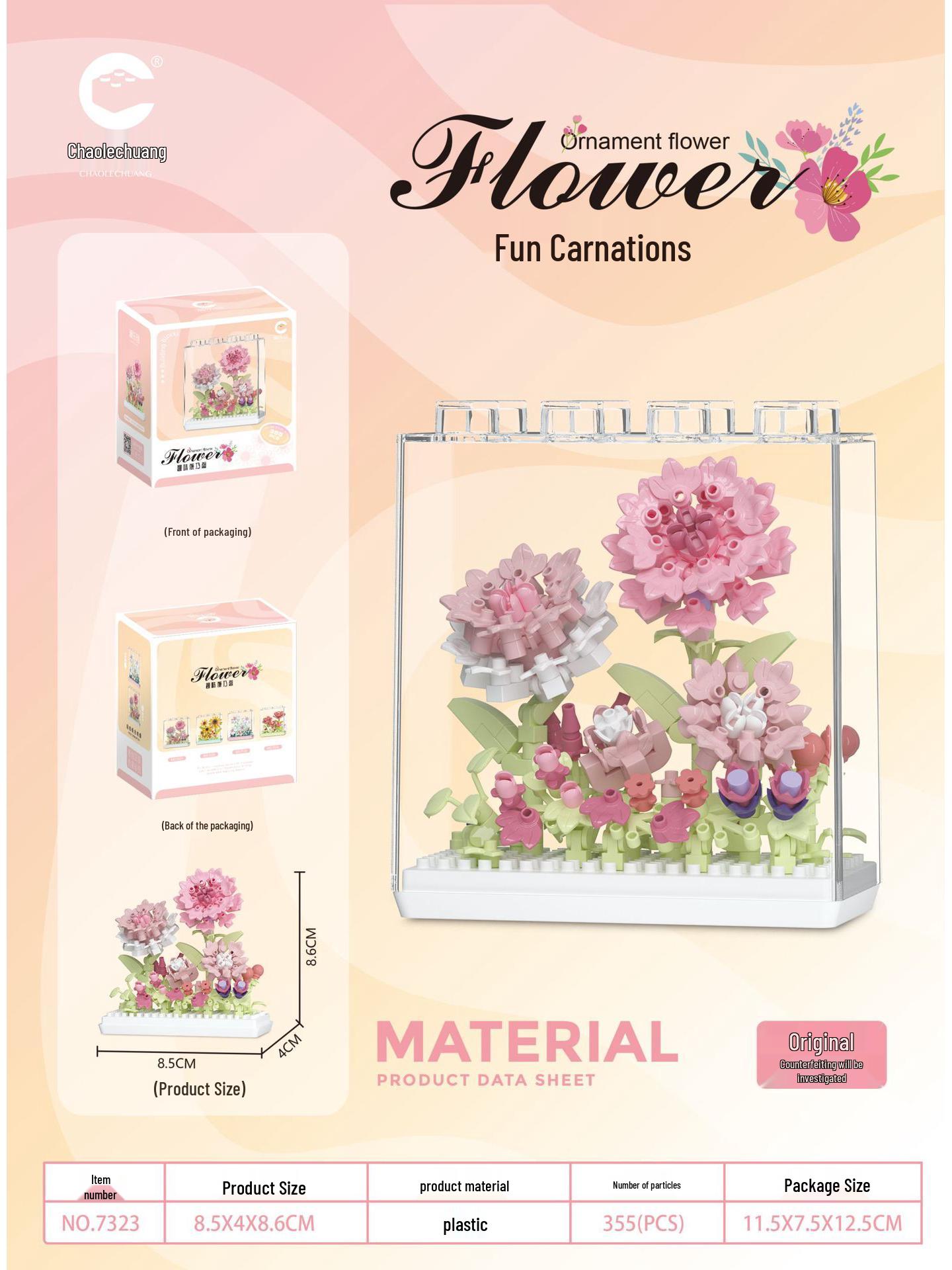 

Совместимый конструктор Lego Dreamy Flower Box: Букет из горшечных растений из строительных блоков - Подсолнух и гвоздика Обучающая игрушка.