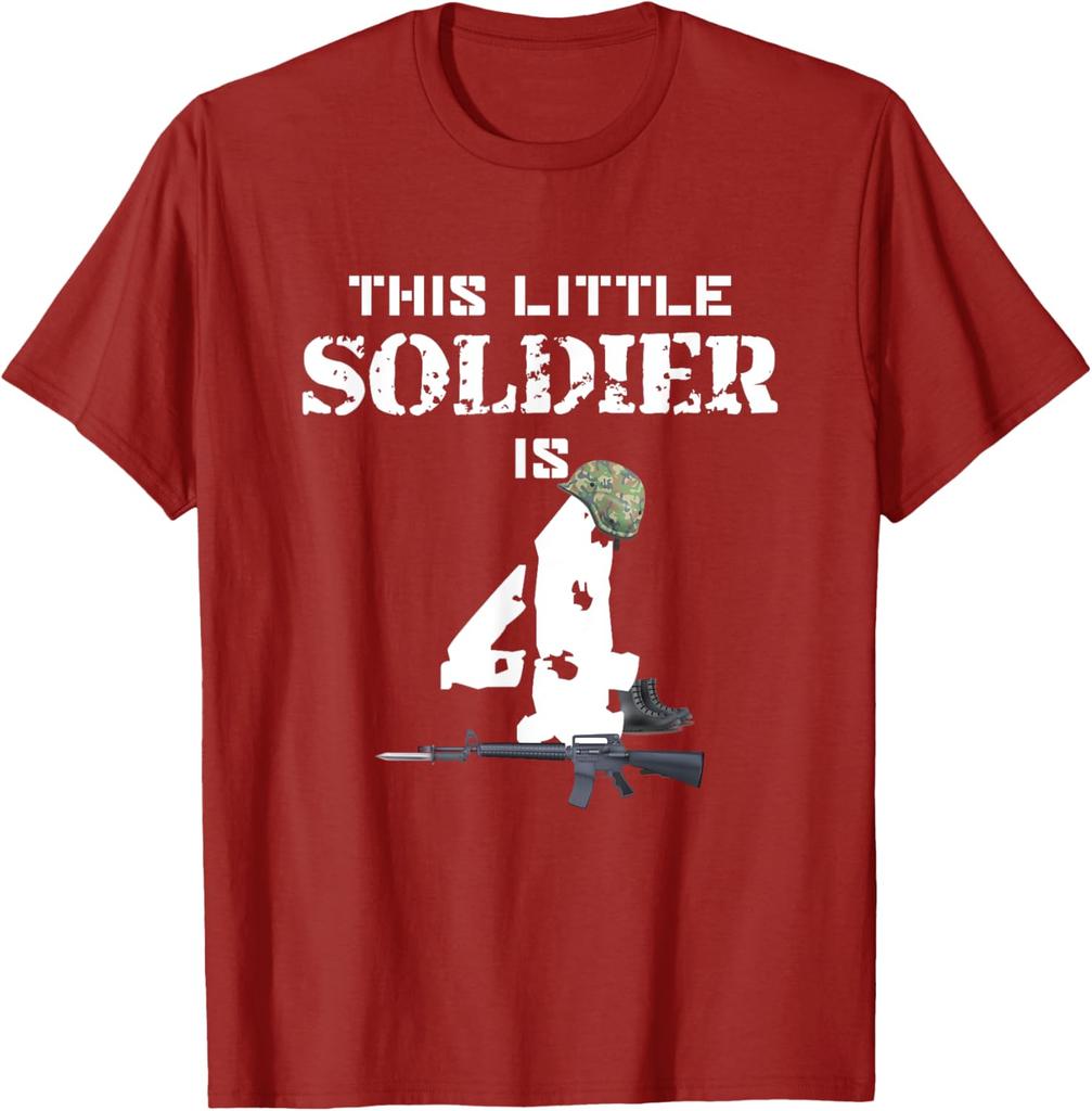 This Little Soldier Is 4th Birthday Military Camo Graphic Tee Kids Casual Cotton TShirt