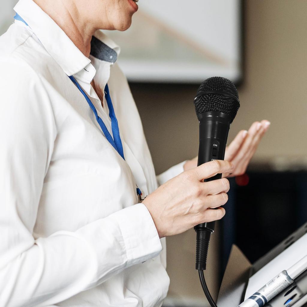 OUNONA Wired Karaoke Microphone, 6.5mm, Black, Handheld Microphone, Compact and Lightweight, for Home Karaoke, Singing, Game Commentary, Live