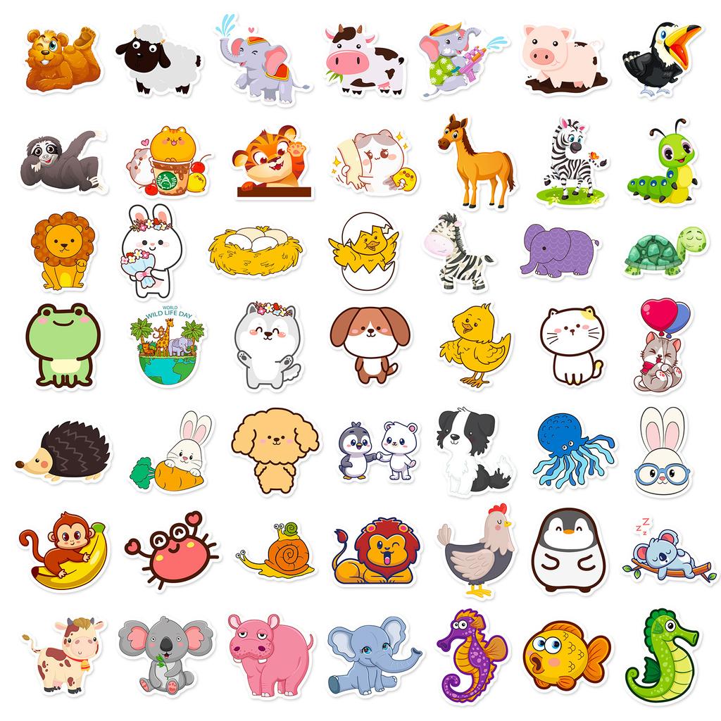 100 Cute Little Animal Stickers Cartoon Diy Waterproof Little Animal Graffiti Stickers Notebook Decorative Stickers