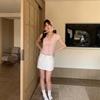 Korean Lace Polka Dot V-neck Lace-up Short-sleeved T-shirt Women's Summer New Unique Chic Slim-fitting Top