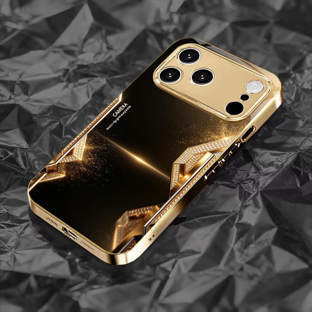High-end Fashion black gold phone case for funda iphone for iphone 17 pro max cover glass for iPhone 17 16 15 14 13 12pm Pro Plu
