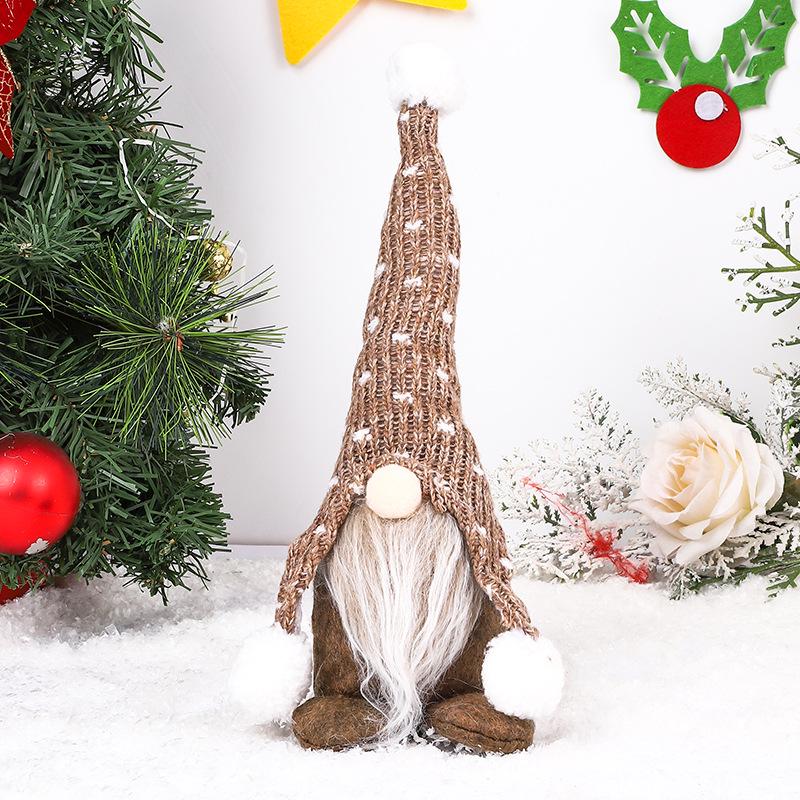 Nordic Christmas Faceless Doll with Knitted Hat and White Beard