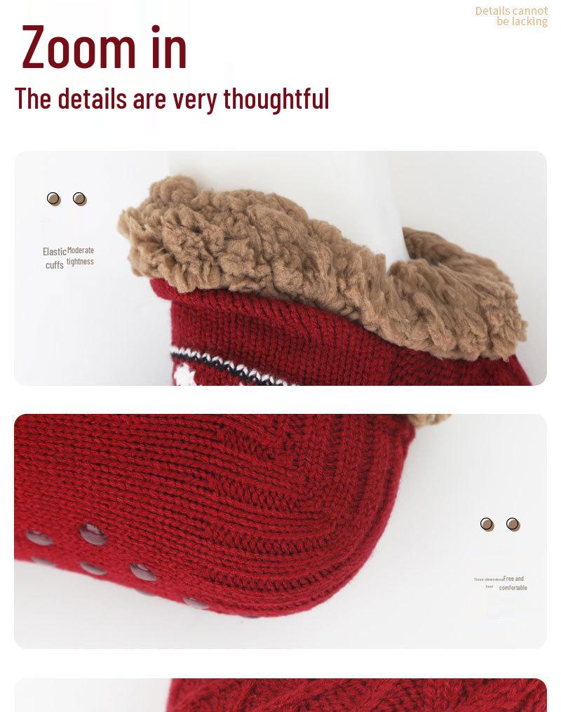 Thickened Fleece-Lined Non-Slip Winter Home Socks with Dotted Soles