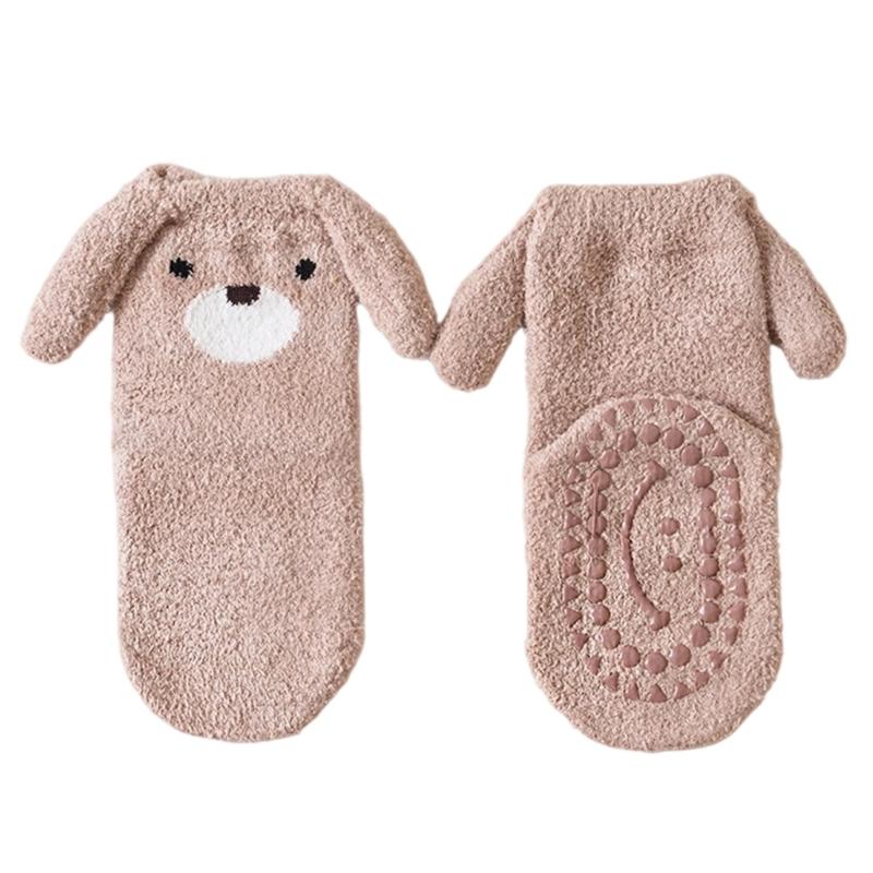 1 Pair Warm Infant Walking Socks Nonslip Bottom Cute Puppy Pattern Cosy Footwear For Cold Weather 0 to 3 Years