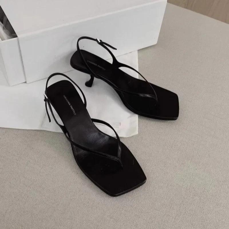 High Heeled Sandals for Women in the Summer of 2025, New French Style Open Toed Sandals,fashionable Square Toe Slim Heel Sandals