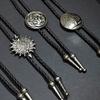 Cowboy Bolo Tie Metal Pendant Adjustable Faux Leather Cord for Men and Women for Western Outfit Necklace Accessory