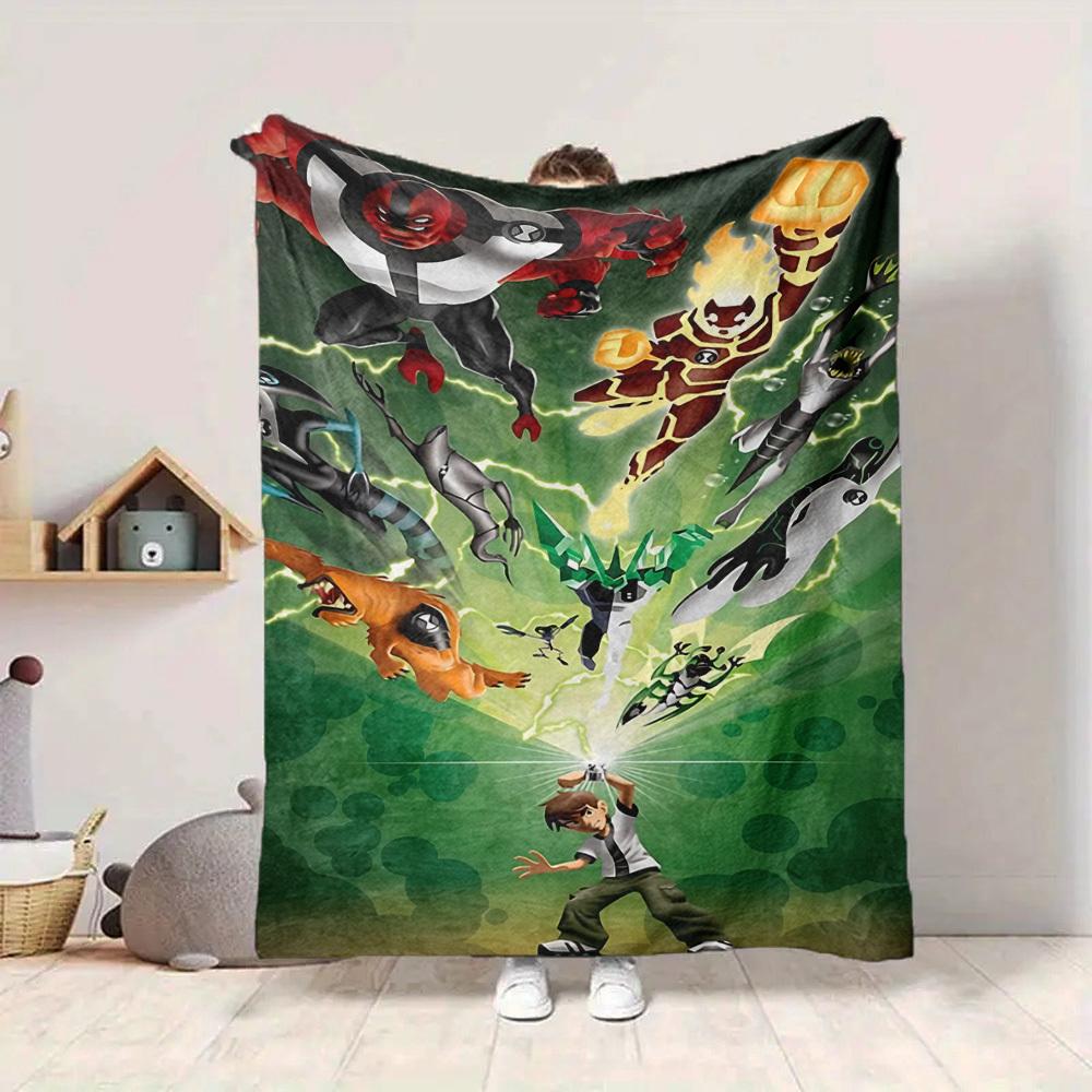 1 szt. Ben 10, Alien Force Koc Lekki Flanelowy Kocyk Na Kanapę, Łóżko, Podróż, Kemping, Salon, Biuro, Kanapę, Krzesło I Łóżko