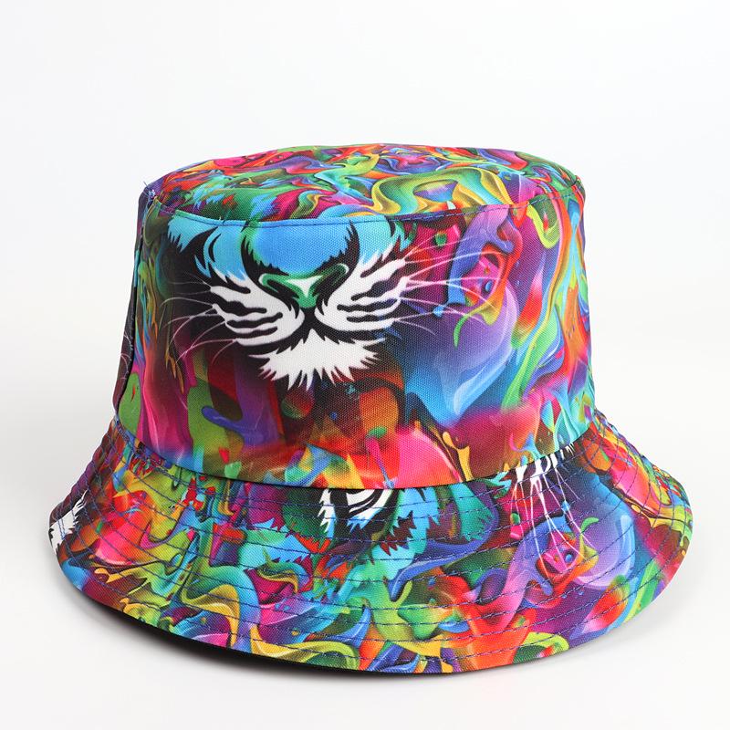 Reversible Colorful Tiger Print Fisherman Hat with Sun Protection