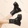 Fashion Women Black Punk Gothic Motorcycle Boots Chunky High Heel Ankle Boot Ladies Wedge Belt Buckle Platform Botines Female Shoes